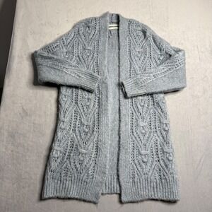 Anthropologie Sweater Womens XS Nuria Blue Cable Knit Oversized Cardigan Acrylic